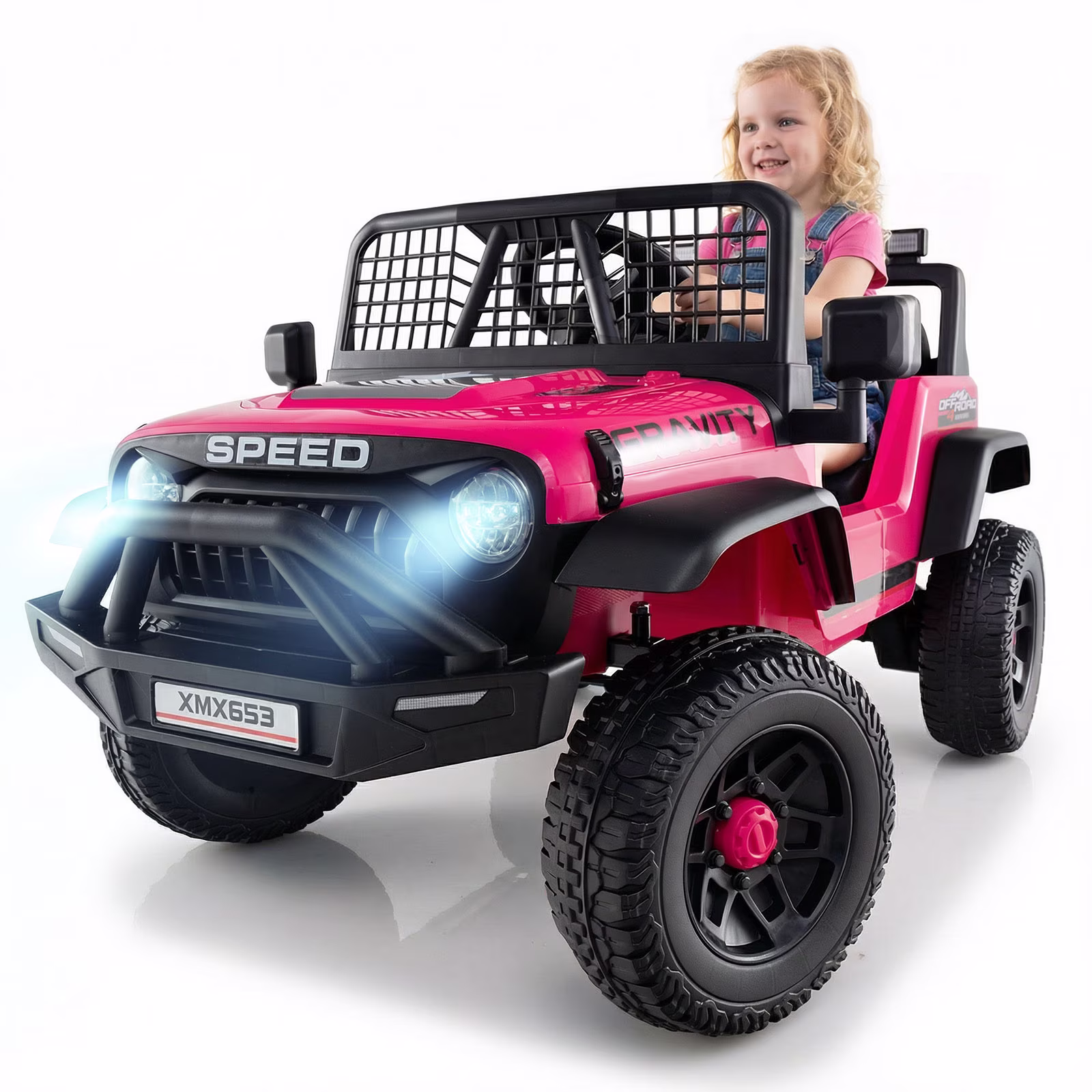 OLAKIDS 24V Ride on Car with Remote Control, Bluetooth, LED Lights, Horn, Spring Suspension, High/Low Speeds, Soft Start for Kids Aged 3+