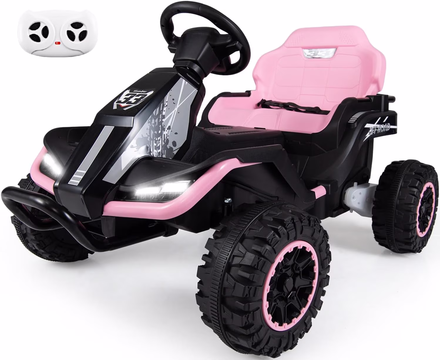 OLAKIDS 24V Ride On Toys for Big Kids Aged 3+ with Detachable Trailer, Remote Control, Widened Seat, Safety Belt, Bluetooth, Horn, LED Lights & Music