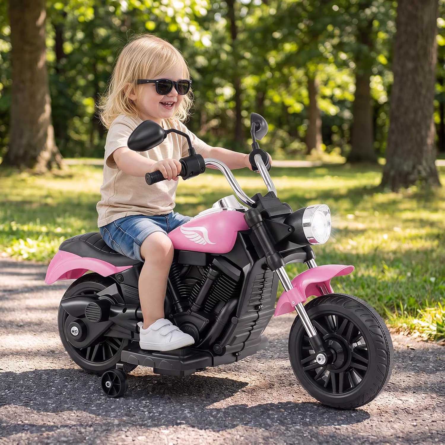 OLAKIDS 6V Kids Motorcycle, Electric Toddler Bike with Training Wheels, Ride on Toy with Bluetooth, Music, Horn, Headlights for Boys Girls 2-5 Years, Black - Image 4