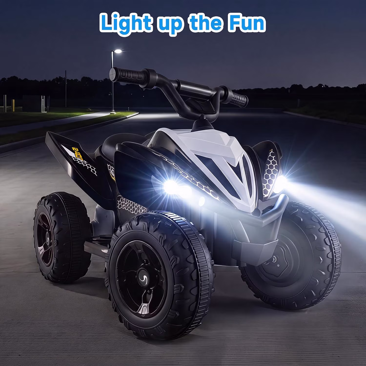 OLAKIDS Kids ATV, 12V Battery Powered Electric Vehicle with LED Lights, Music, Big Tires, USB & Bluetooth, Large Seat, Ride On Toys for Boys Girls Ages 3+ - Image 4