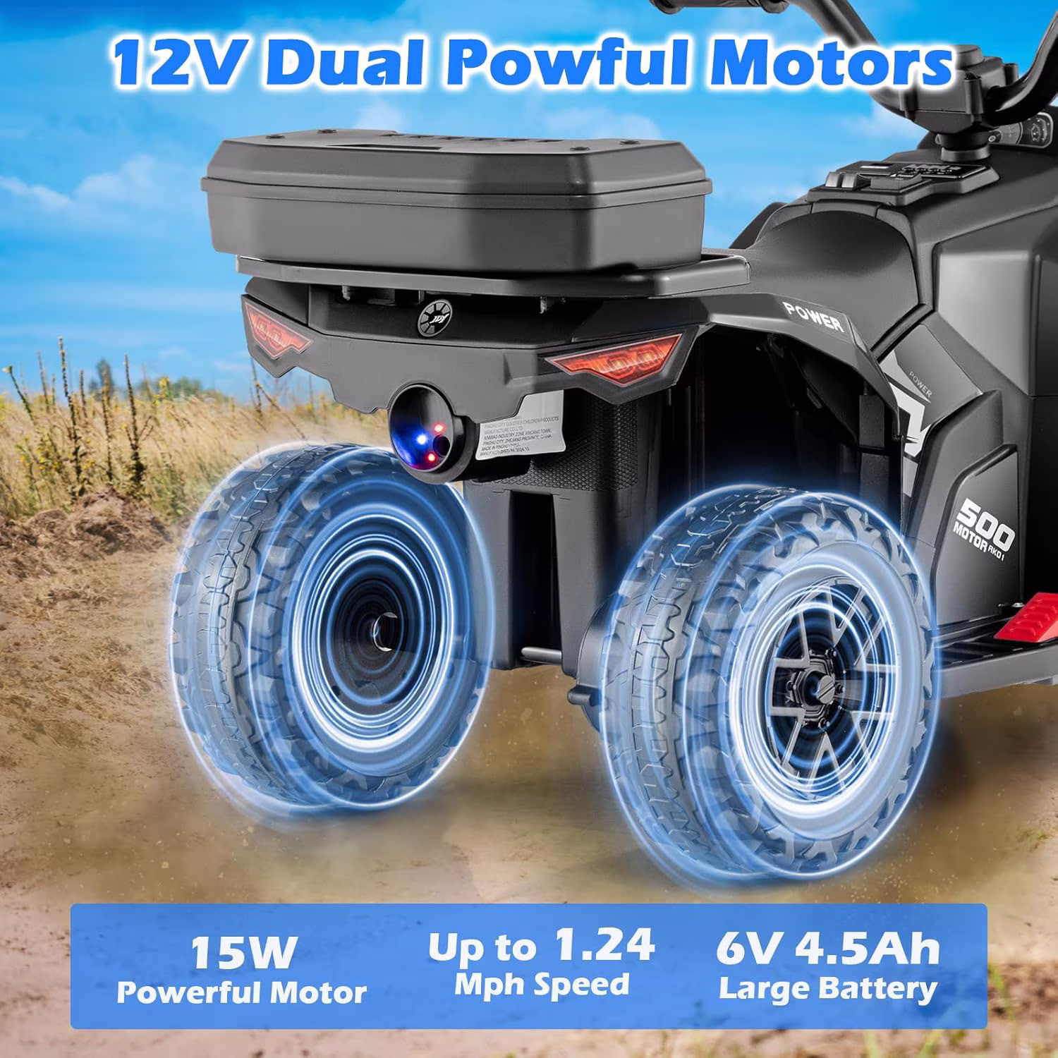OLAKIDS Kids ATV with Spray Function, Remote Control, Storage Trunk, 6V Electric Toddler Ride on Toy - Image 3