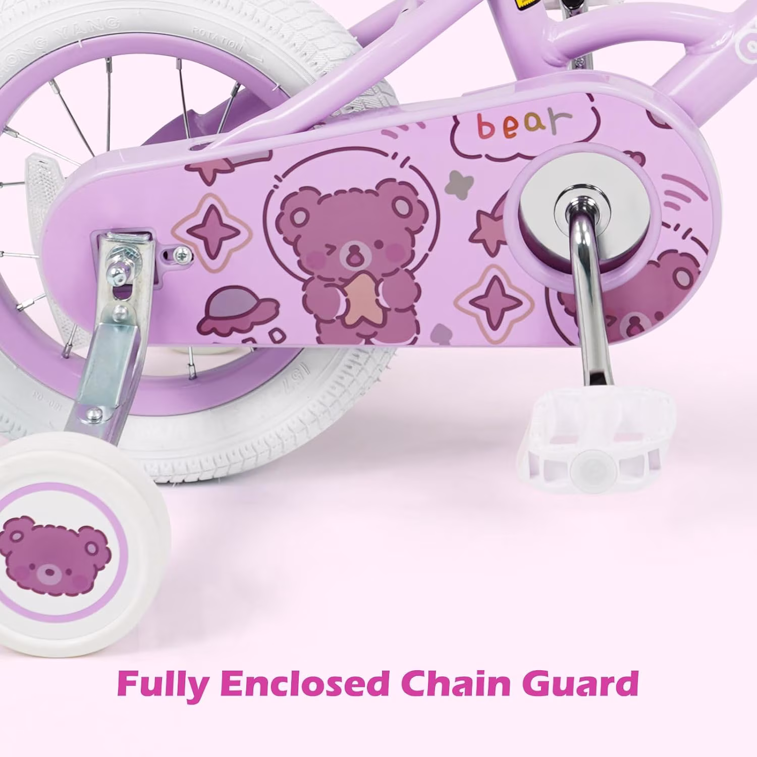 OLAKIDS Kids Bike, 12 14 16 18 Inch Bear Themed Toddlers Bike with Training Wheels Adjustable Seat Handlebar Coaster Brake and Handbrake, Children's Bicycle for Boys Girls - Image 4