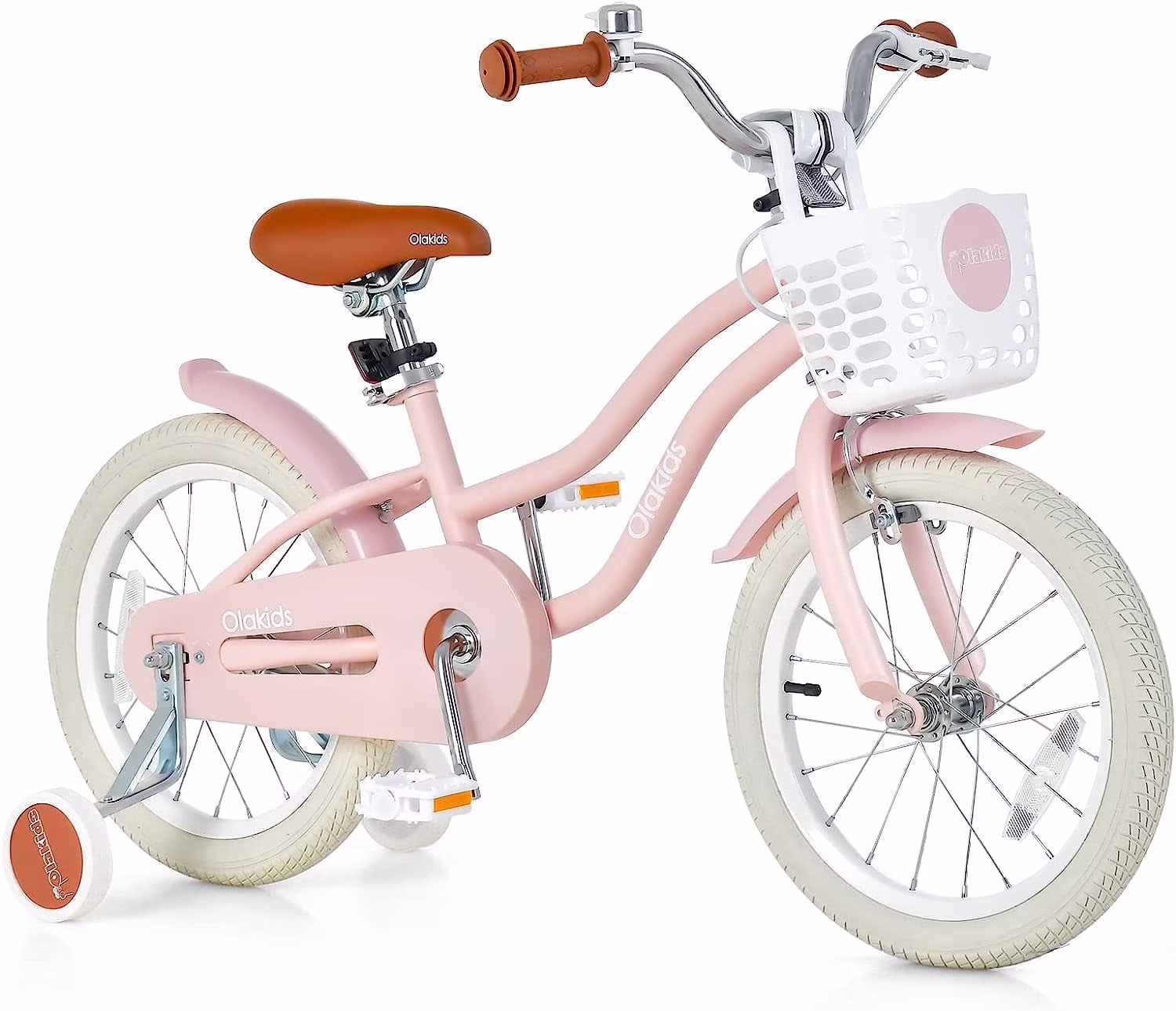 OLAKIDS Kids Bike, 12 14 16 18 Inch Toddlers Bike with Removable Training Wheels Basket, Safety Bell, Adjustable Seat Handlebar, Children's Bicycle for Girls Boys Age 3-8 Years Old
