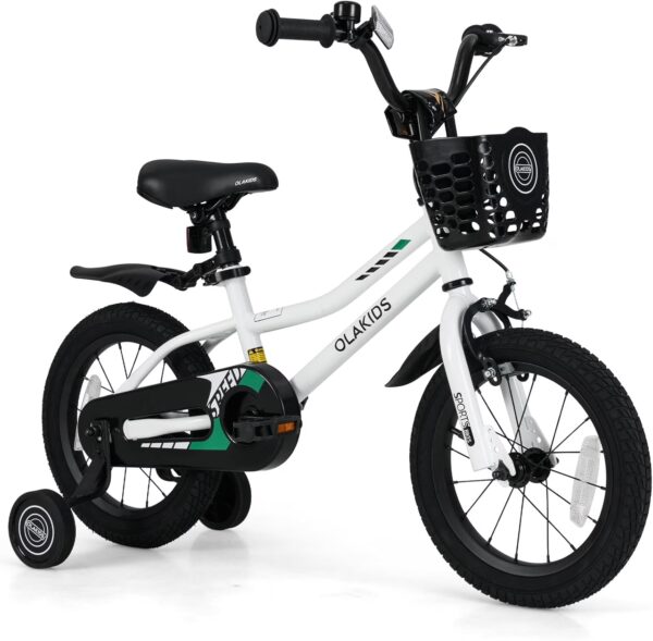 OLAKIDS Kids Bike, 12 14 16 18 Inch Toddlers Bike with Training Wheels Adjustable Seat and Handlebar, Handbrake and Coaster Brake, Children's Bicycle for Boys Girls