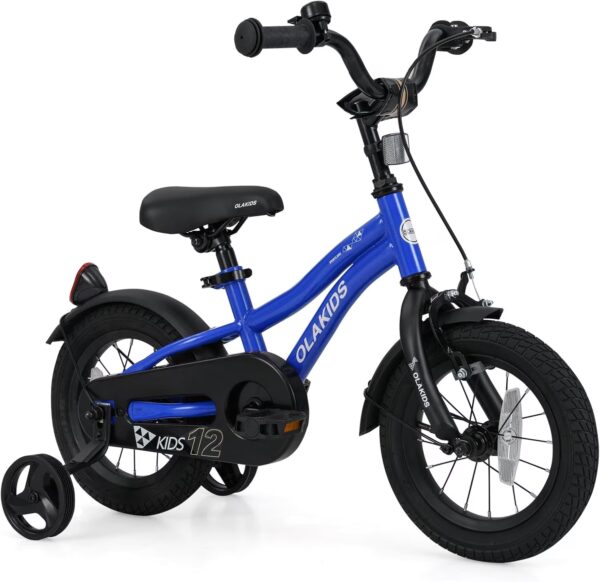 OLAKIDS Kids Bike, 12 14 16 18 Inch Toddlers Bike with Training Wheels Safety Bell Adjustable Seat and Handlebar, Handbrake and Coaster Brake, Children's Bicycle for Boys Girls