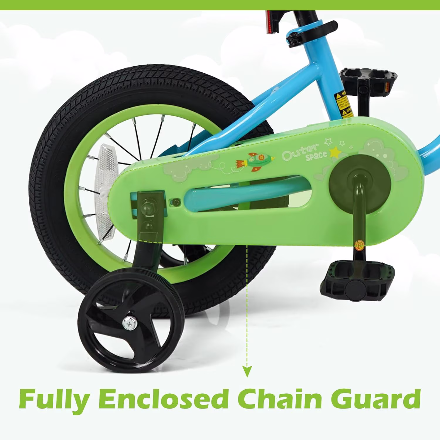OLAKIDS Kids Bike, 12 14 16 Inch Toddler Bicycle with Training Wheels, Space Theme Children Bike with Adjustable Seat Handlebar Handbrake Coaster Brake Safety Bell for Boys Girls 3 - Image 5