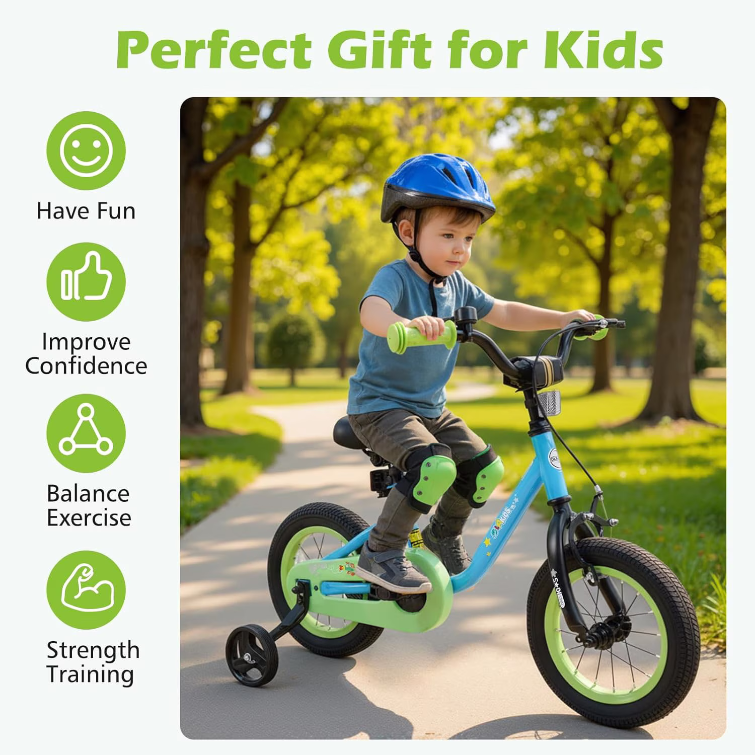 OLAKIDS Kids Bike, 12 14 16 Inch Toddler Bicycle with Training Wheels, Space Theme Children Bike with Adjustable Seat Handlebar Handbrake Coaster Brake Safety Bell for Boys Girls 3 - Image 2