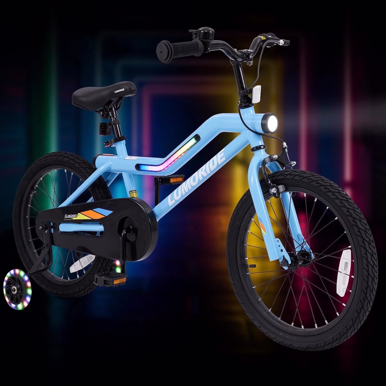 OLAKIDS Kids Bike, 16 18 Inch Toddlers Bike with Training Wheels Flash LED Light Frame 7 Lighting Modes, Children Bicycle with Adjustable Seat Handlebar Kickstand for Girls Boys