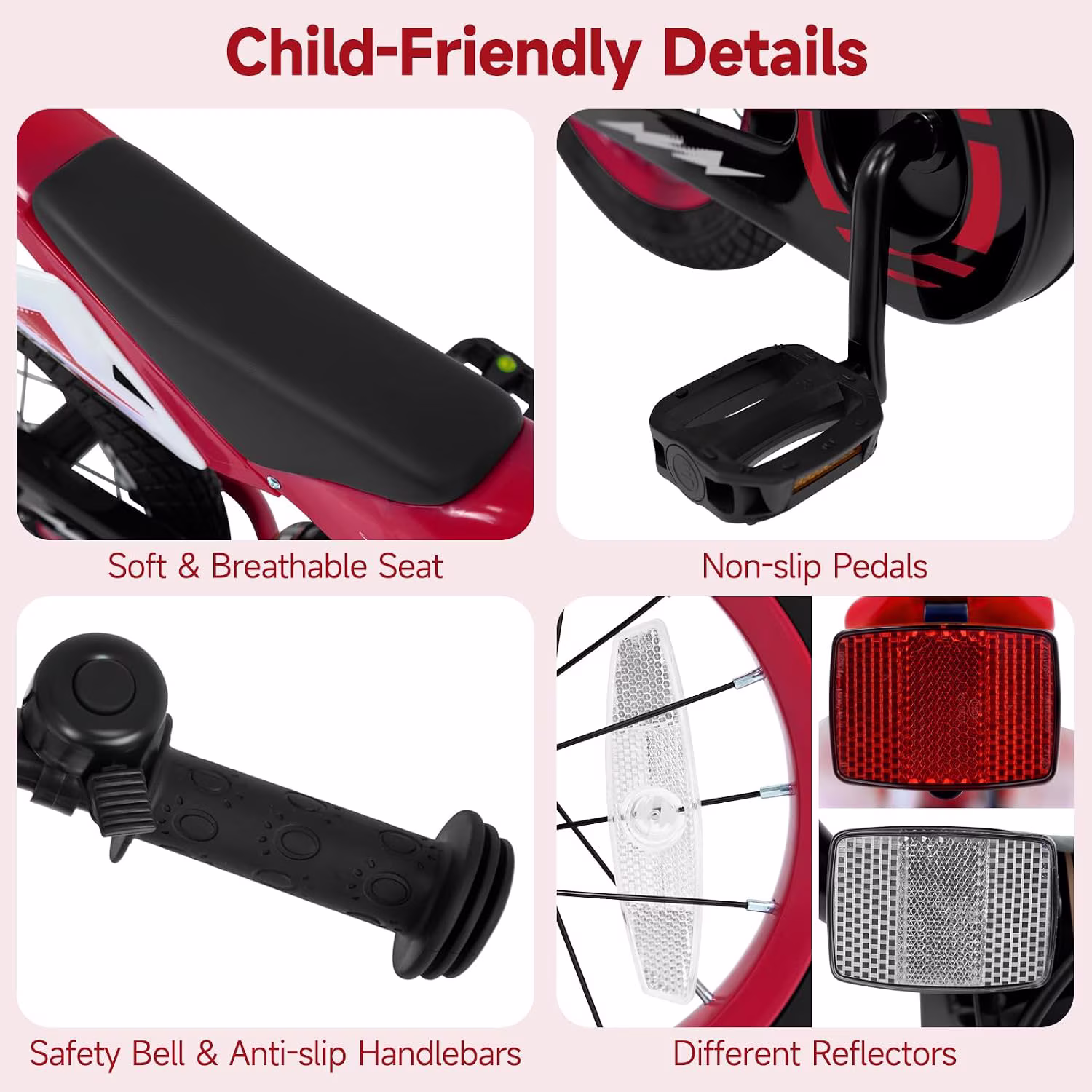 OLAKIDS Kids BMX Bike, 12 16 Inch Motorcycle Style Toddler Bicycle with Light up Training Wheels Rear Suspension Sound Box Adjustable Handlebar for Boys Girls - Image 4