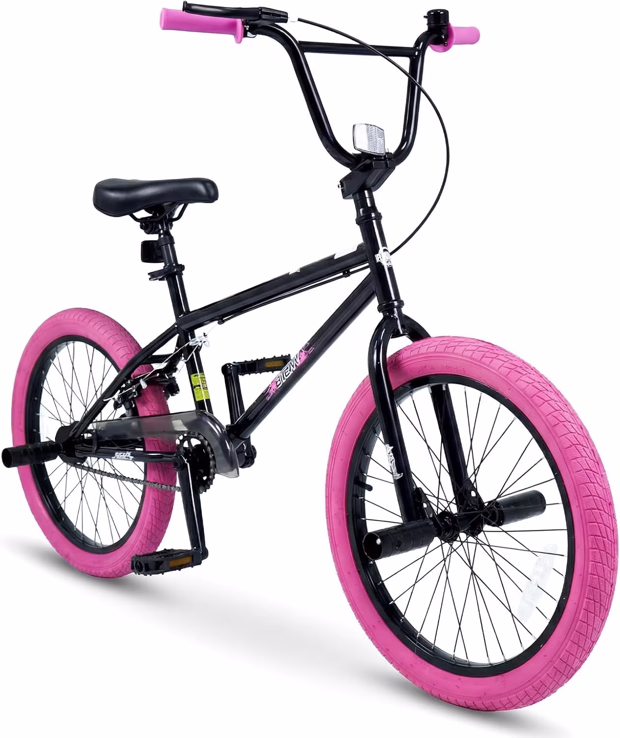 OLAKIDS Kids BMX Bike, 20 Inch Freestyle Bicycle with 4 Pegs Carbon Steel Frame Adjustable Seat for Beginner Level Riders Boys Girls