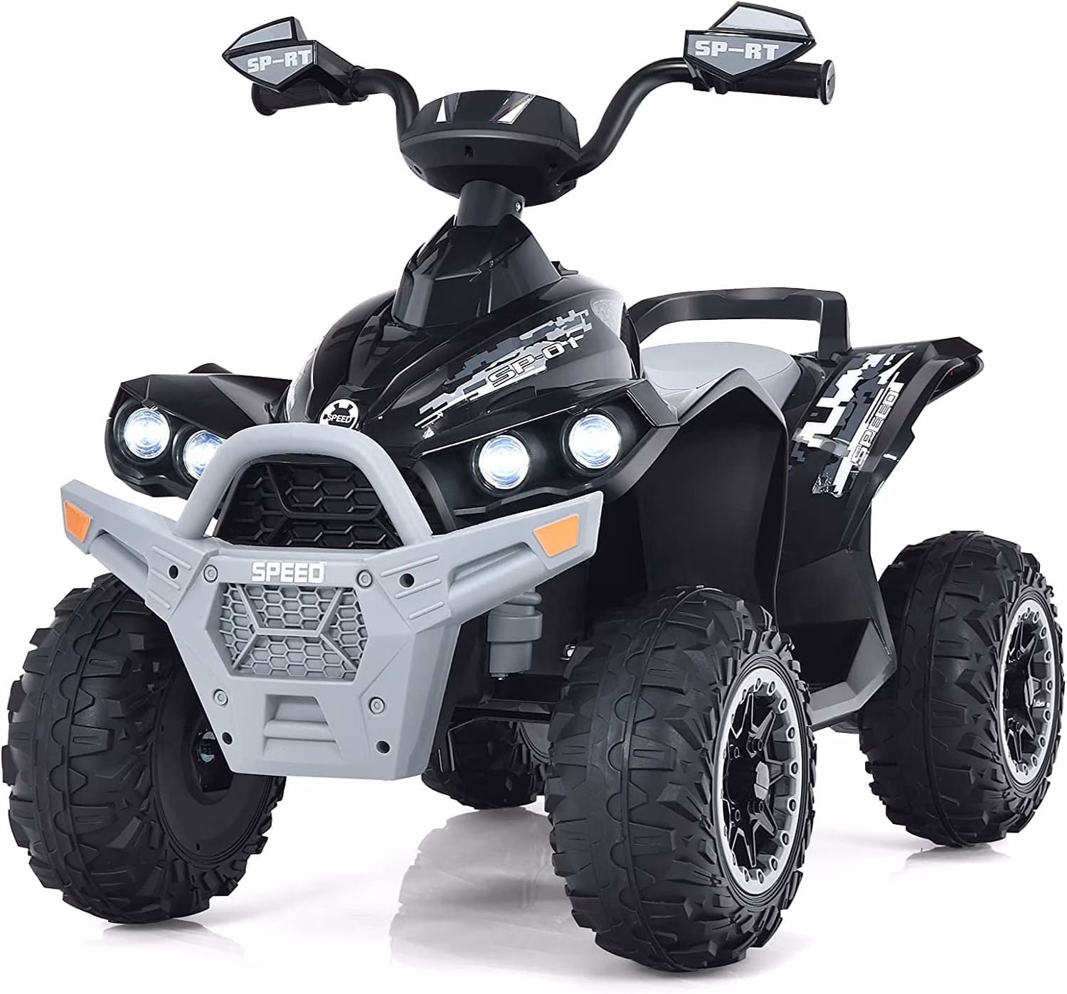 OLAKIDS Kids Ride on ATV, 12V 4 Wheeler Quad Toy Vehicle with Music, Horn, High Low Speeds, LED Lights, Electric Ride On Toy, Battery Powered Wheels Car for Children Over 3 Years Old (Black)