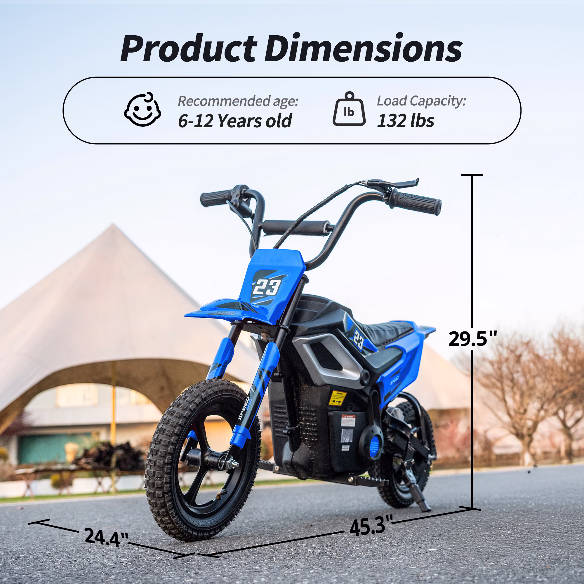 Outfunny 24V Kids Ride on Toys, 250W Electric Dirt Bike for Kids 6-12 w/Rear Suspension and Bluetooth,Blue - Image 4