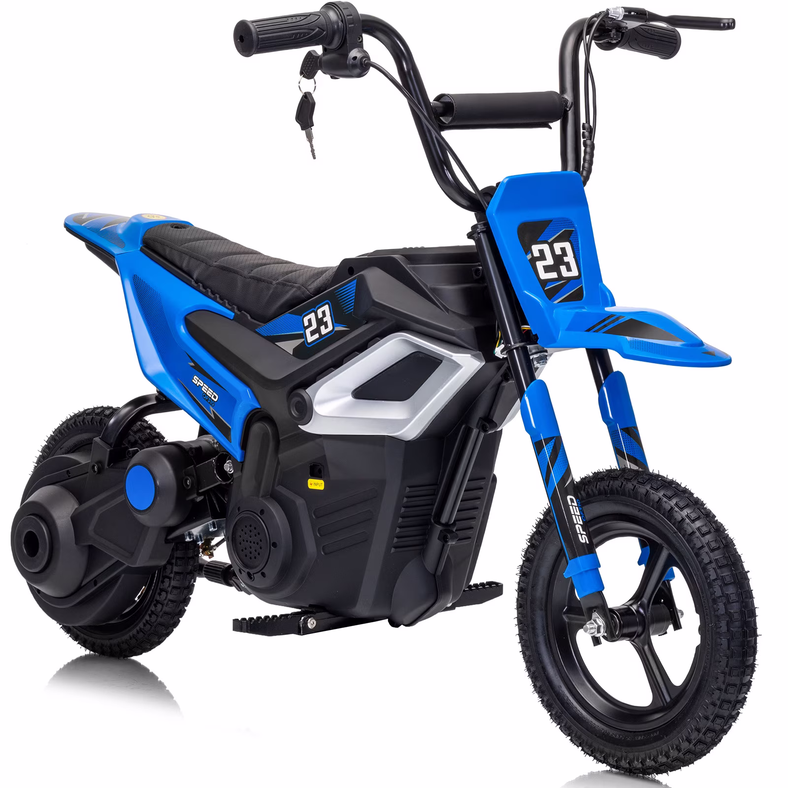 Outfunny 24V Kids Ride on Toys, 250W Electric Dirt Bike for Kids 6-12 w/Rear Suspension and Bluetooth,Blue