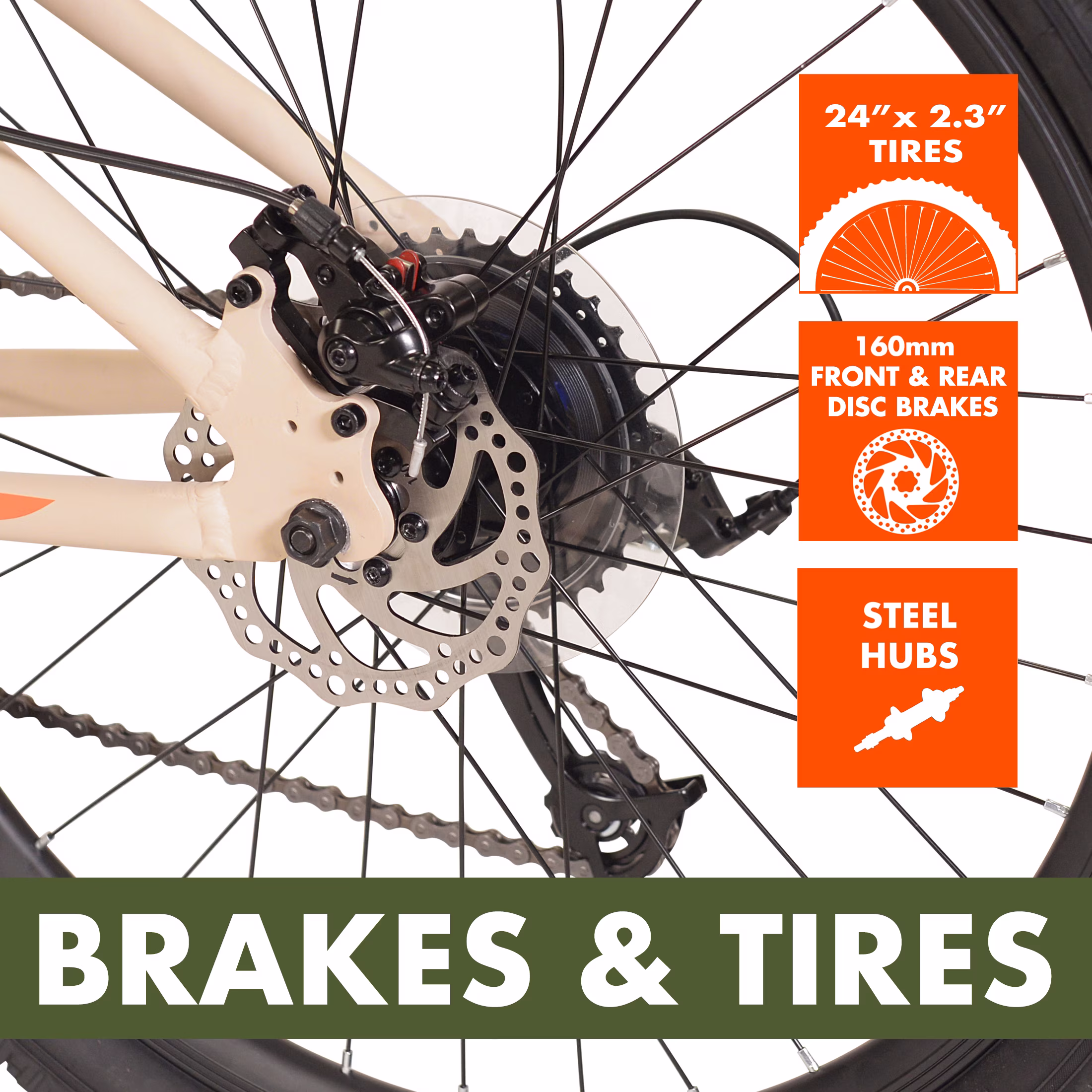 Ozark Trail M.1 24 in Mountain Bicycle, 8-Speed, Vanilla, Fits Riders 4 ft 6 in-5 ft 6 in, Teen, Unisex - Image 3