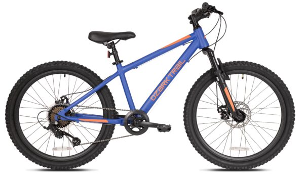 Ozark Trail M.1 24 in Mountain Bike, 8-Speed, Blue, Fits Riders 4 ft 6 in-5 ft 6 in, Teen, Unisex