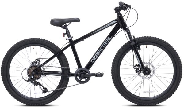 Ozark Trail Timber 24 in Mountain Bicycle, 8-Speed, Black, Fits Riders 4 ft 6 in - 5 ft 6 in, Teen