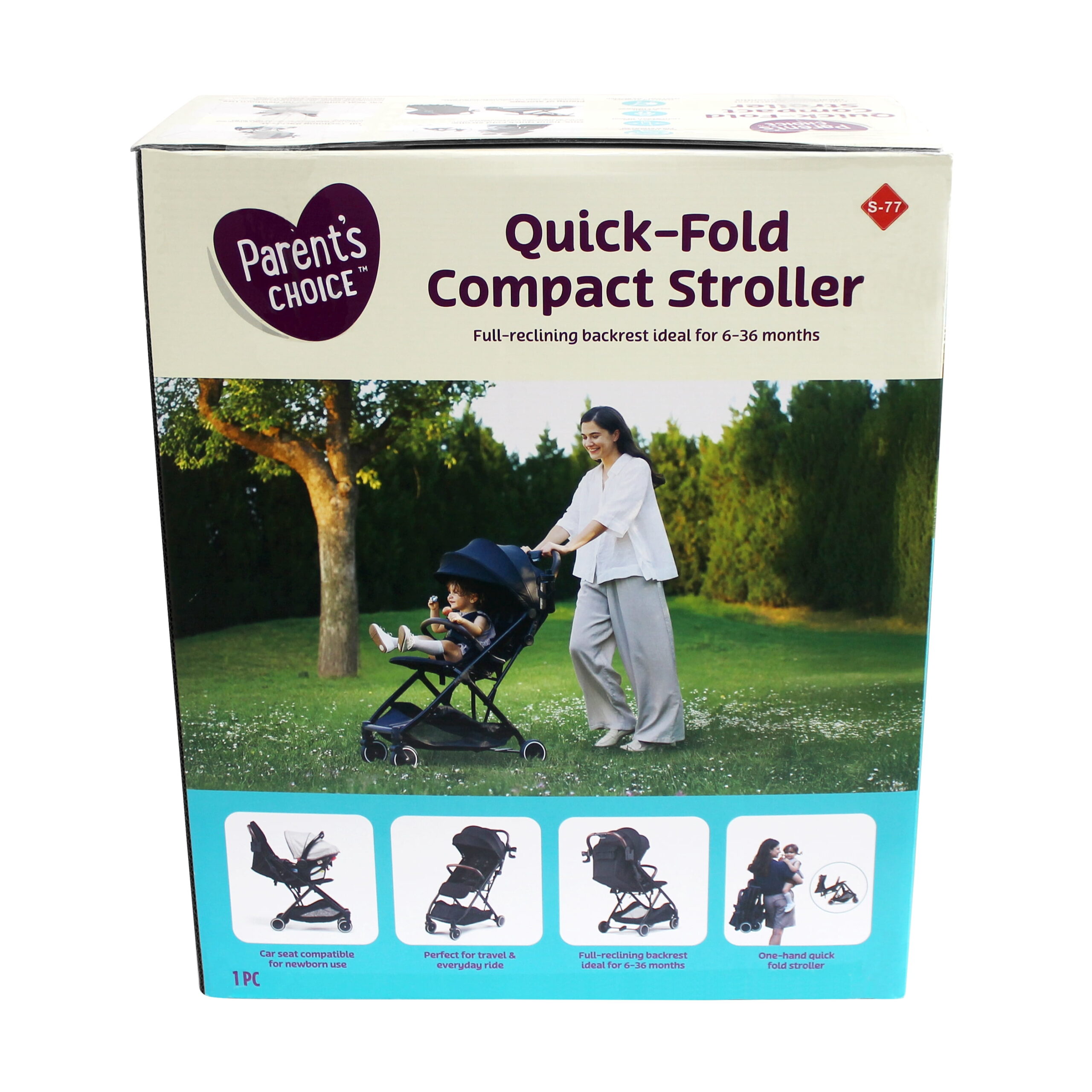 Parent's Choice Compact Stroller Dove - Lightweight, One-Hand Fold with Extra Storage - Image 3