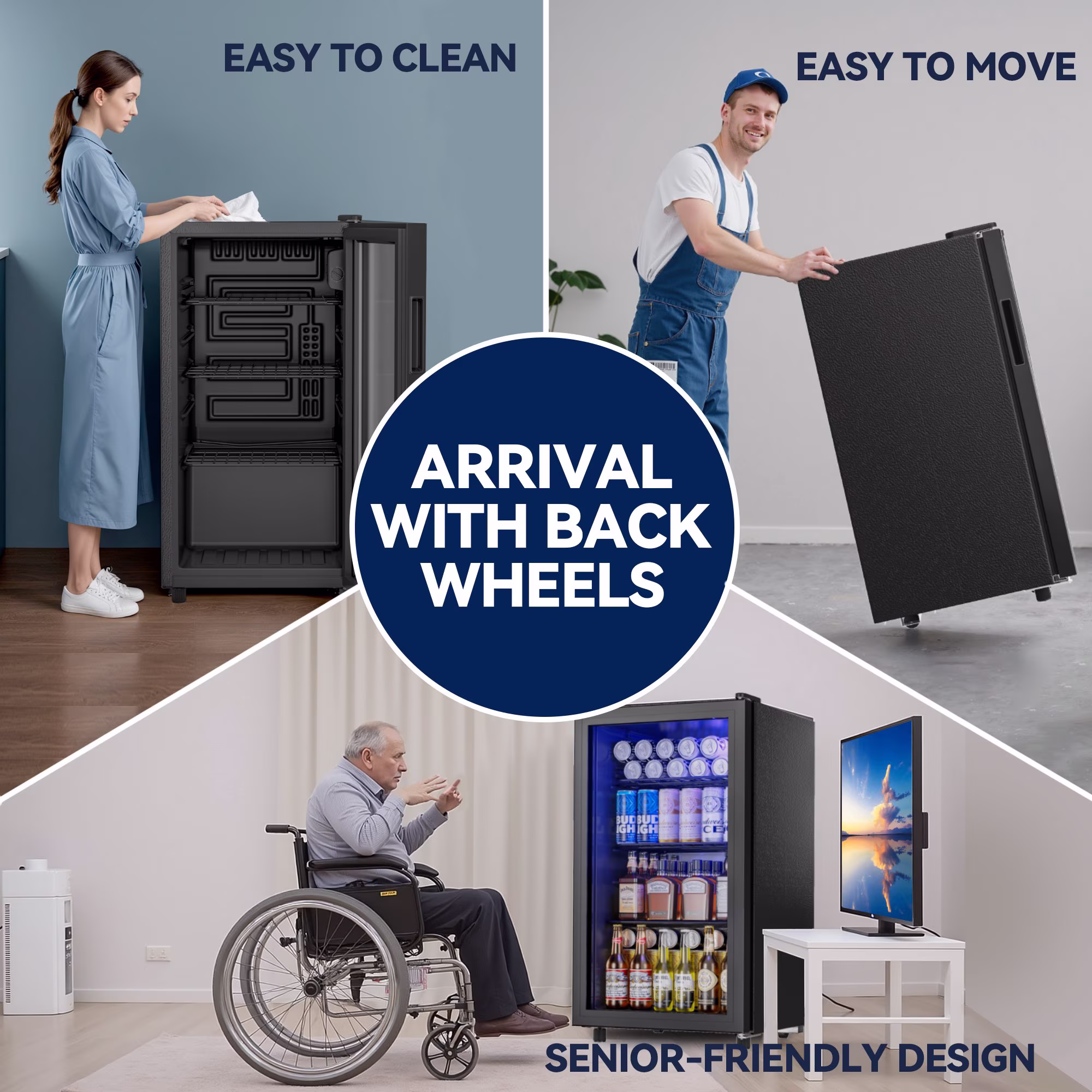 Patiosunny 130 Can Beverage Refrigerator Cooler 3.2 Cu.ft Mini Fridge with Glass Door & Adjustable Shelves, for Home/Office/Bar - Image 5