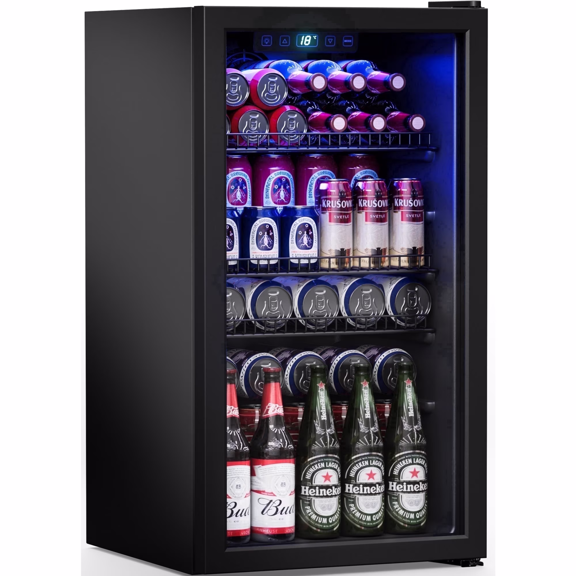 Patiosunny 130 Can Beverage Refrigerator Cooler 3.2 Cu.ft Mini Fridge with Glass Door & Adjustable Shelves, for Home/Office/Bar - Image 4
