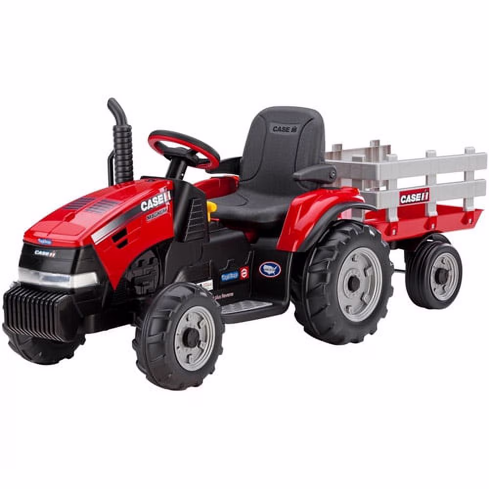 Peg Perego Case IH Magnum Tractor and Trailer 12-Volt Battery-Powered Ride-On - Image 5