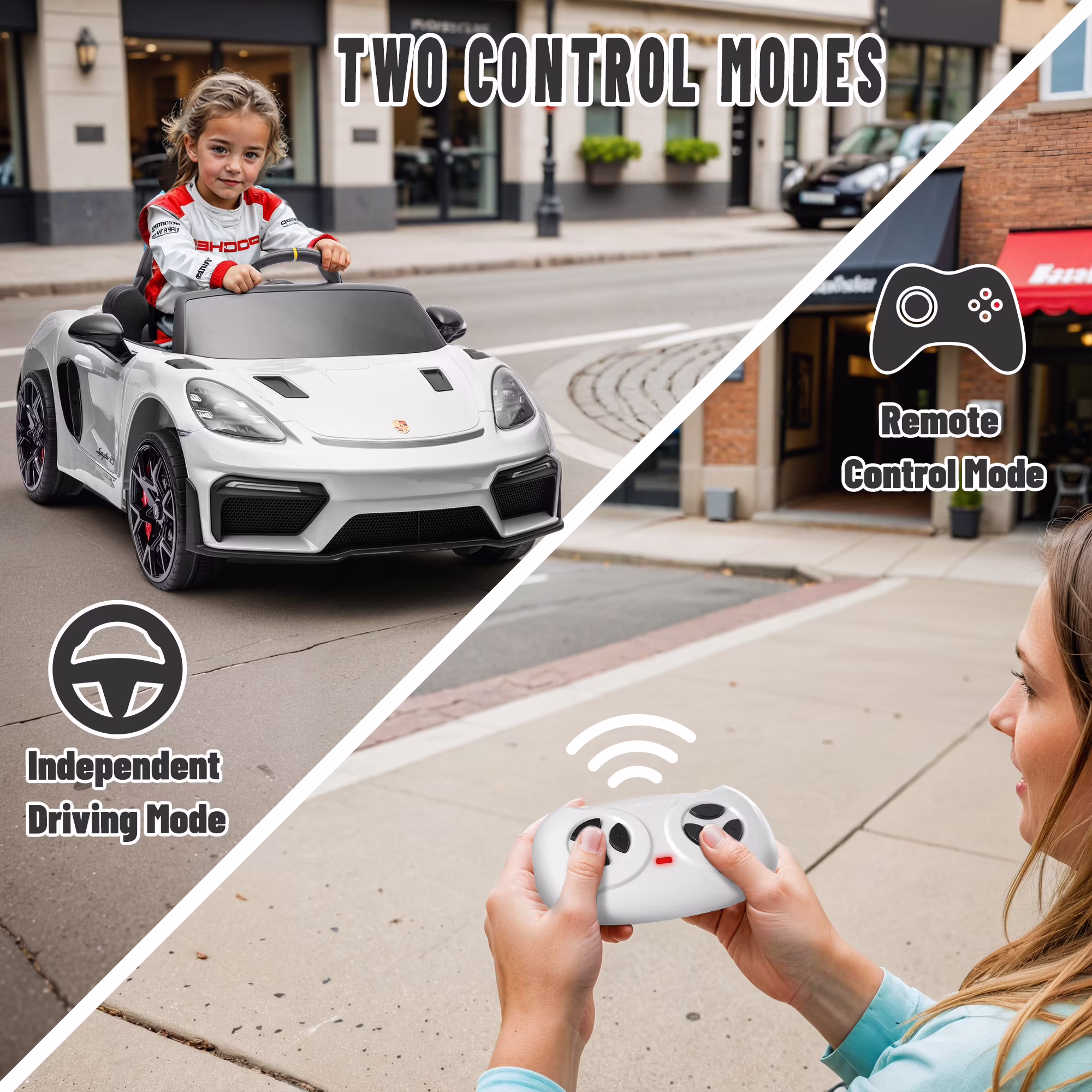 Porsche 718 Ride On Car for Kids, Electric Car for Toddlers with Remote Control, 4 Wheel Suspension, Bluetooth, Music, LED, Safety Belts, Ride on Toys for Toddler 3-6 Yrs Boys Girls Gifts - Image 5
