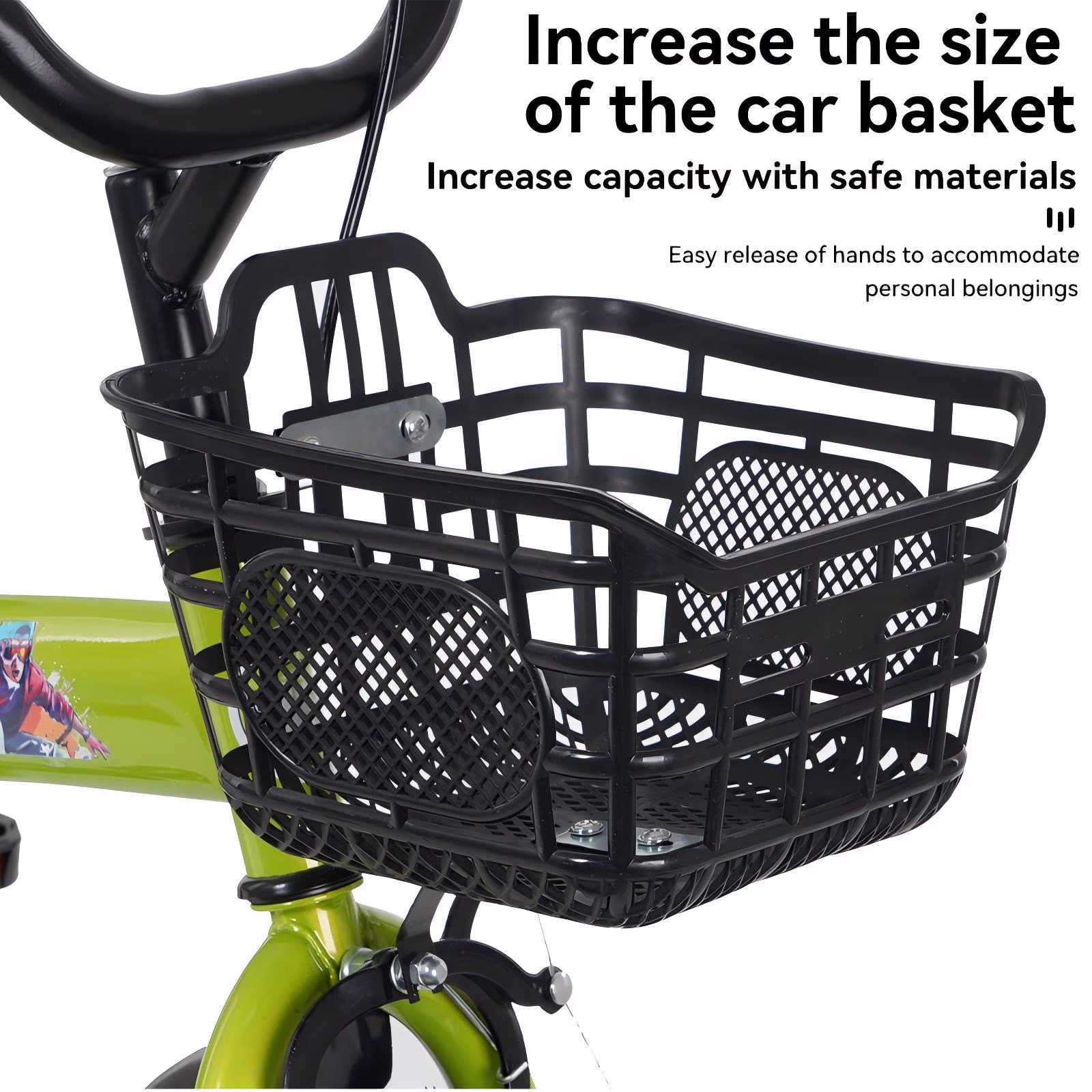 POVANL 16 inch kids bike with training wheels and stand Adjustable saddle Suitable for boys and girls aged 4-8 years tall Height 41-53 inches,around 85% assembled body,With storage frame,Gift(Green) - Image 5