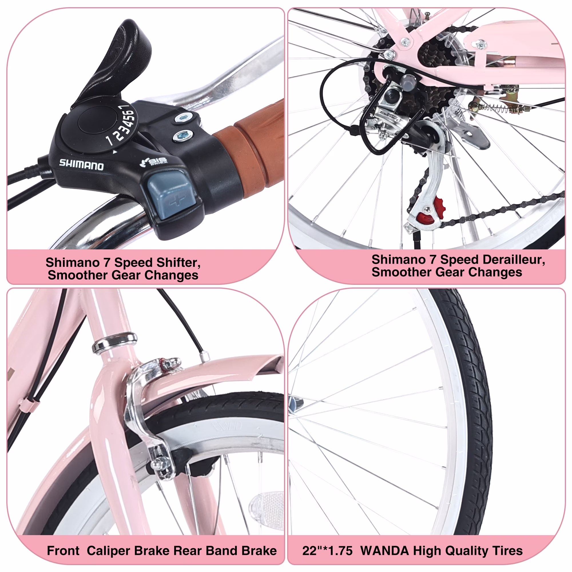 POVANLI 22 Inch City Bike, 7 Speed, Steel Frame for Women - Image 5
