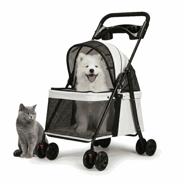 Premium Foldable Pet Stroller for Dogs & Cats – 3‑in‑1 Travel Stroller & Portable Carrier, Breathable Mesh, Safety Tether & Easy One‑Hand Fold