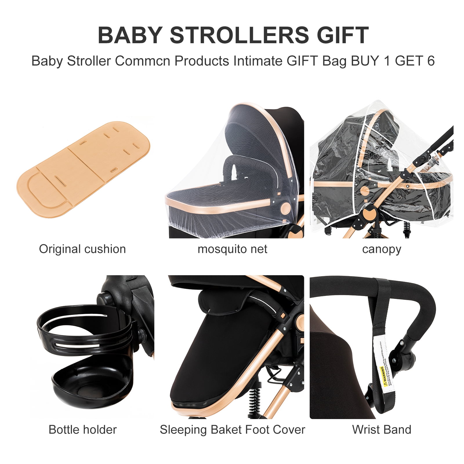 Prokoke Travel Systems Baby Stroller Support One-Touch Folding for Newborns and Toddlers,Reversible Basket & Pram,Lightweight,Unisex(Black) - Image 3