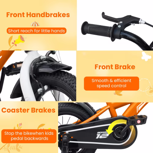 RAISTYW 12 inch Boys Bike for Age 3-7 Years Old, Rigid Frame Kids Sport Bicycle BMX with Training Wheels and Basket, Fits Height 33-43", Orange - Image 2