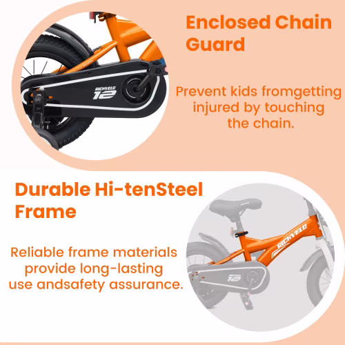 RAISTYW 12 inch Boys Bike for Age 3-7 Years Old, Rigid Frame Kids Sport Bicycle BMX with Training Wheels and Basket, Fits Height 33-43", Orange - Image 5