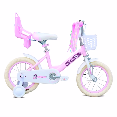 RAISTYW Girls Bike for 8 Years Old Kids, 16 inch Kids Bike with Training Wheels and Handbrake, Streamers, Basket, Pink Children Bicycle for Birthday Gift - Image 4