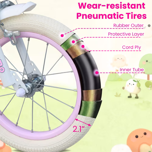 RAISTYW Girls Bike for 8 Years Old Kids, 16 inch Kids Bike with Training Wheels and Handbrake, Streamers, Basket, Pink Children Bicycle for Birthday Gift - Image 3