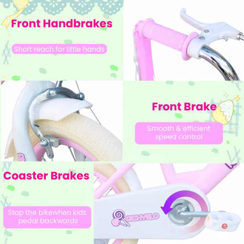 RAISTYW Girls Bike for 8 Years Old Kids, 16 inch Kids Bike with Training Wheels and Handbrake, Streamers, Basket, Pink Children Bicycle for Birthday Gift - Image 5