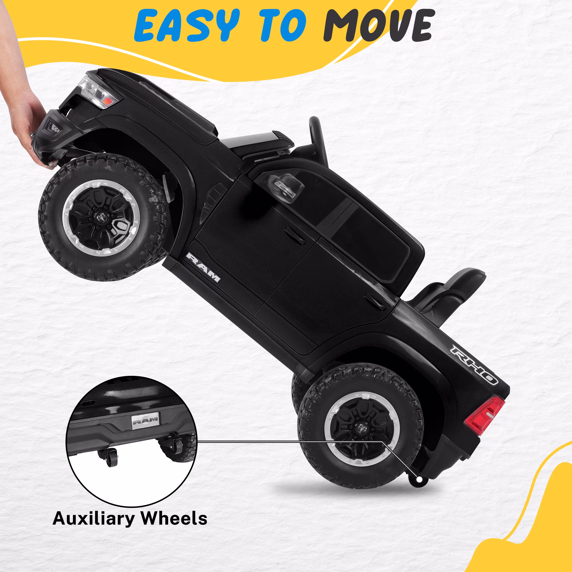 RAM 1500 Ride On Car for Kids, 12V Powered Ride On Truck w/ Remote Control, 4 Wheel Suspension, Bluetooth, Lights, Electric Cars for 3-6 Yrs - Image 2