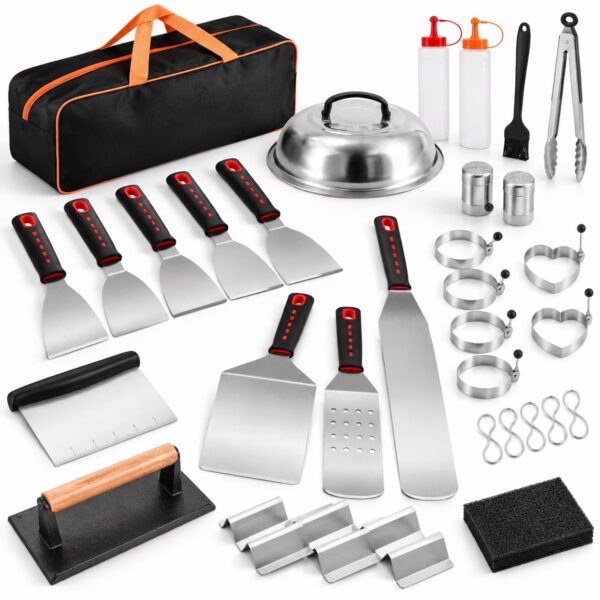 Rectangle Griddle Press 30-Piece Grill Tool Set Stainless Steel BBQ Accessories