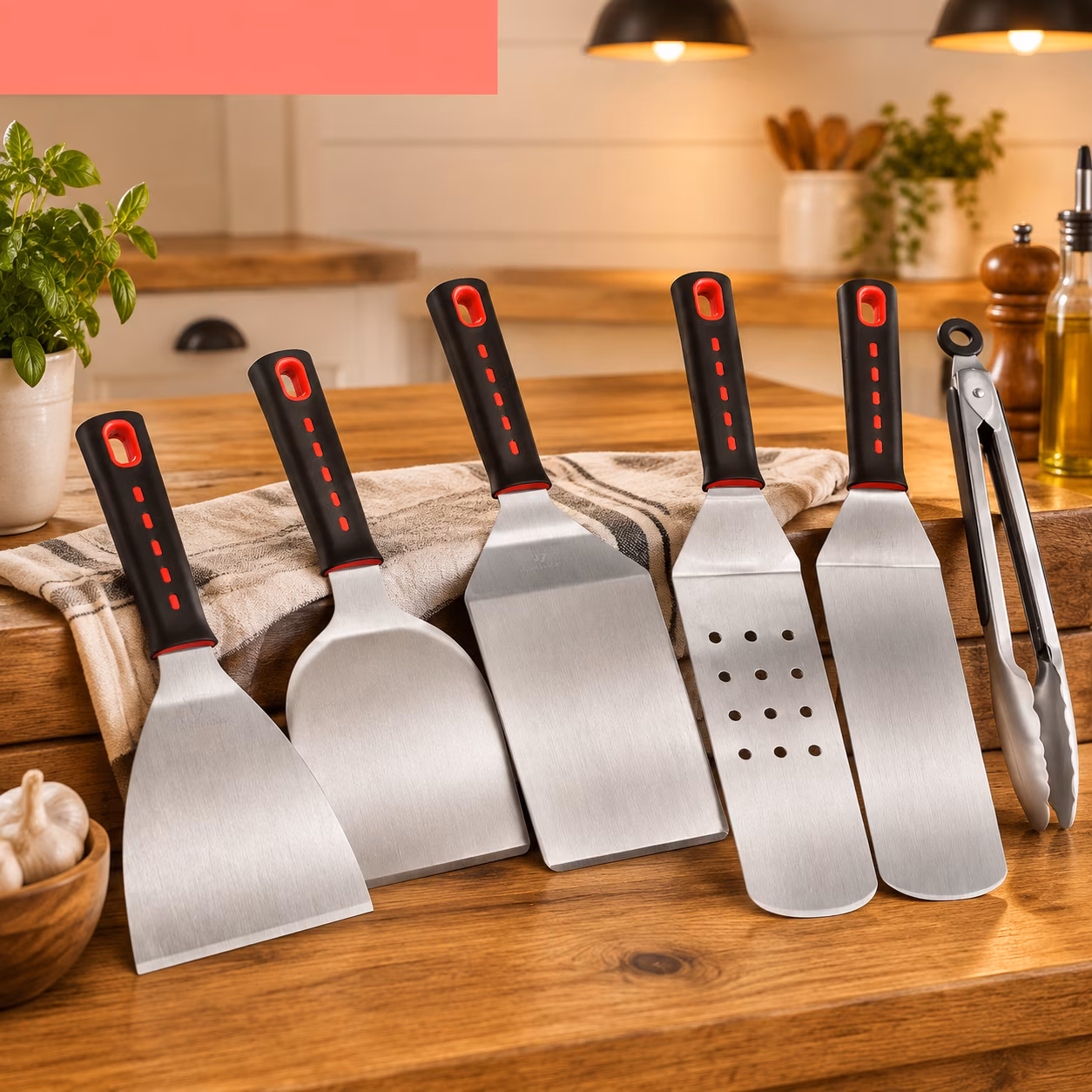 Rectangle Griddle Press 30-Piece Grill Tool Set Stainless Steel BBQ Accessories - Image 3