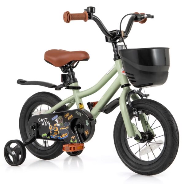 Redsmile 12 Inch Kids Bike with Removable Training Wheels and Adjustable Seat Dual Hand and Coaster Brake Children Bicycle for Boys and Girls, Green