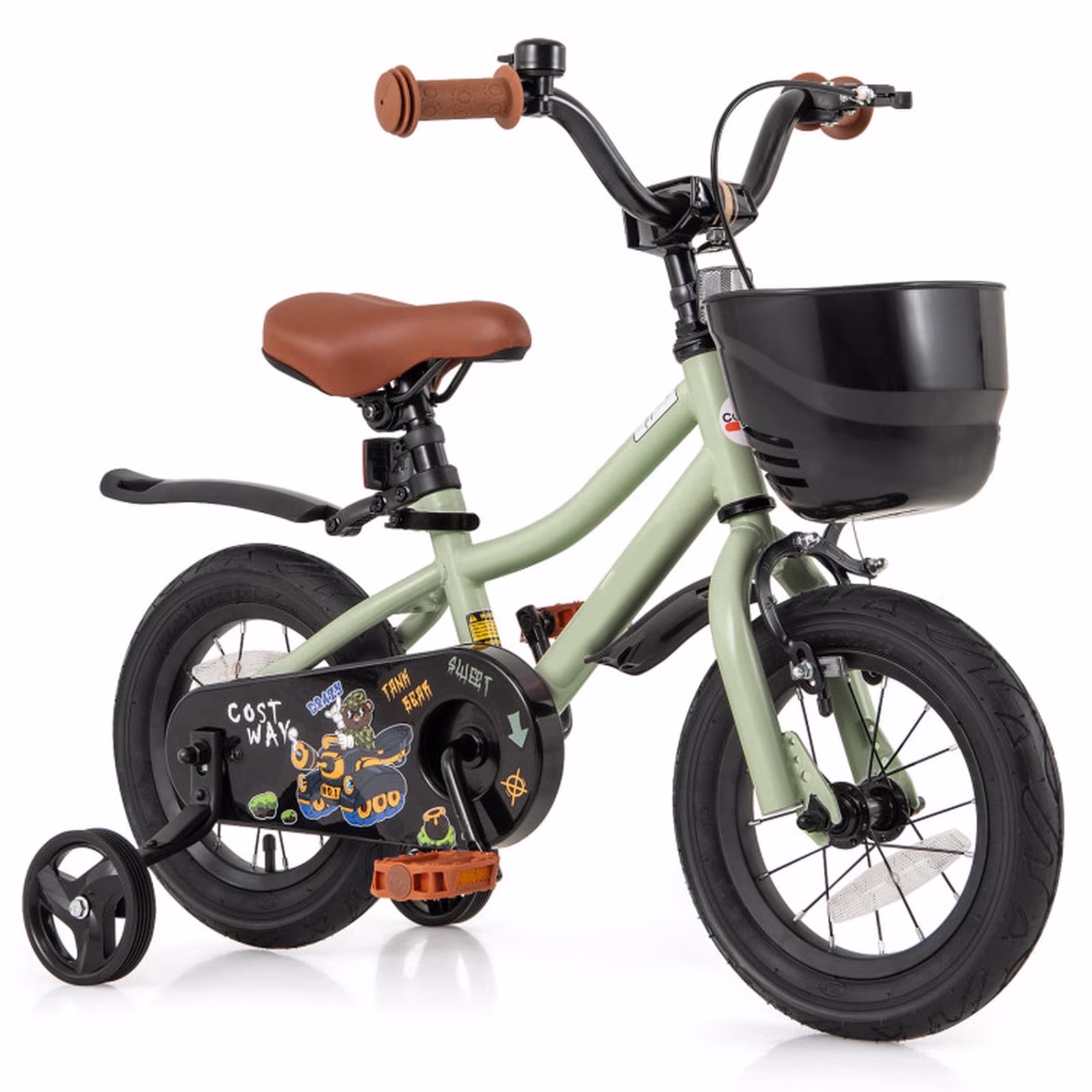 Redsmile 12 Inch Kids Bike with Removable Training Wheels and Adjustable Seat Dual Hand and Coaster Brake Children Bicycle for Boys and Girls, Green