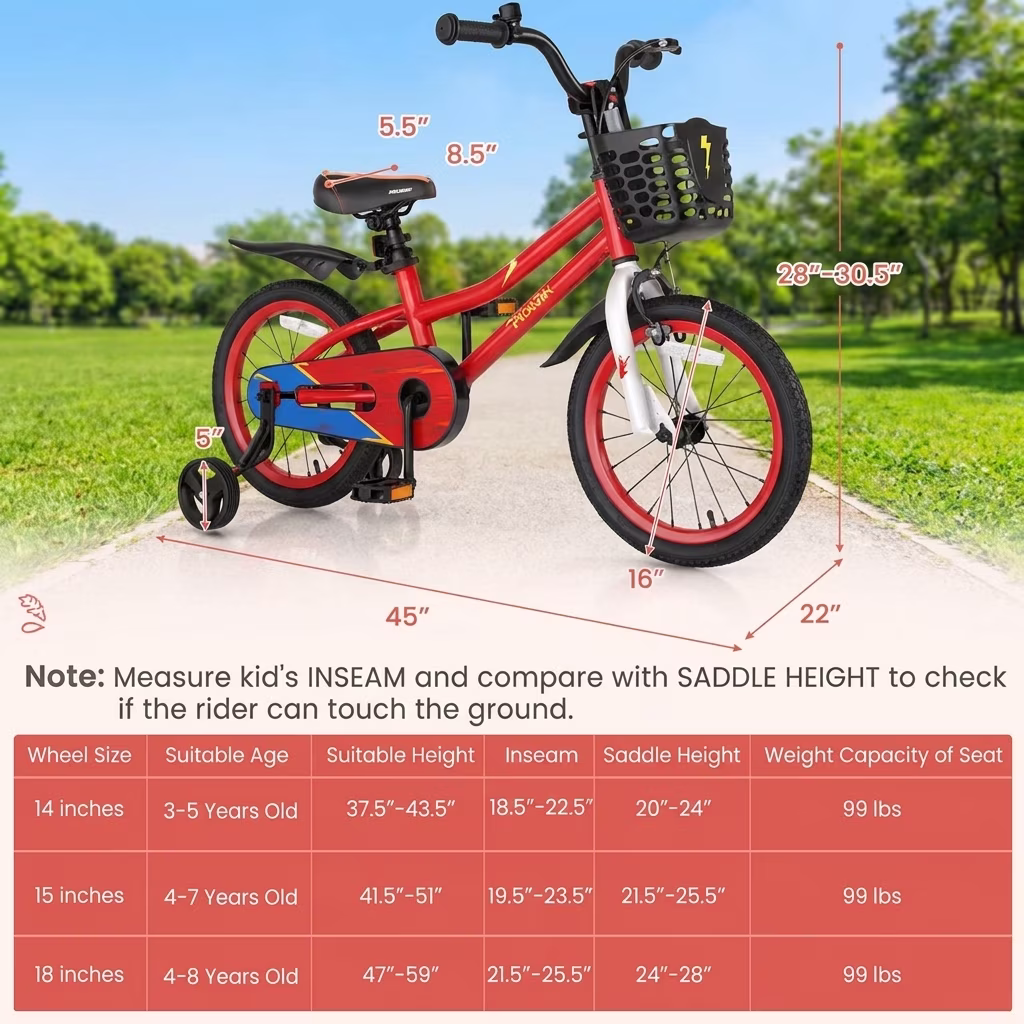 Redsmile 16 Inch Kids Bike with Removable Training Wheels and Adjustable Seat Dual Hand and Coaster Brake Children Bicycle for Boys and Girls, Red - Image 3