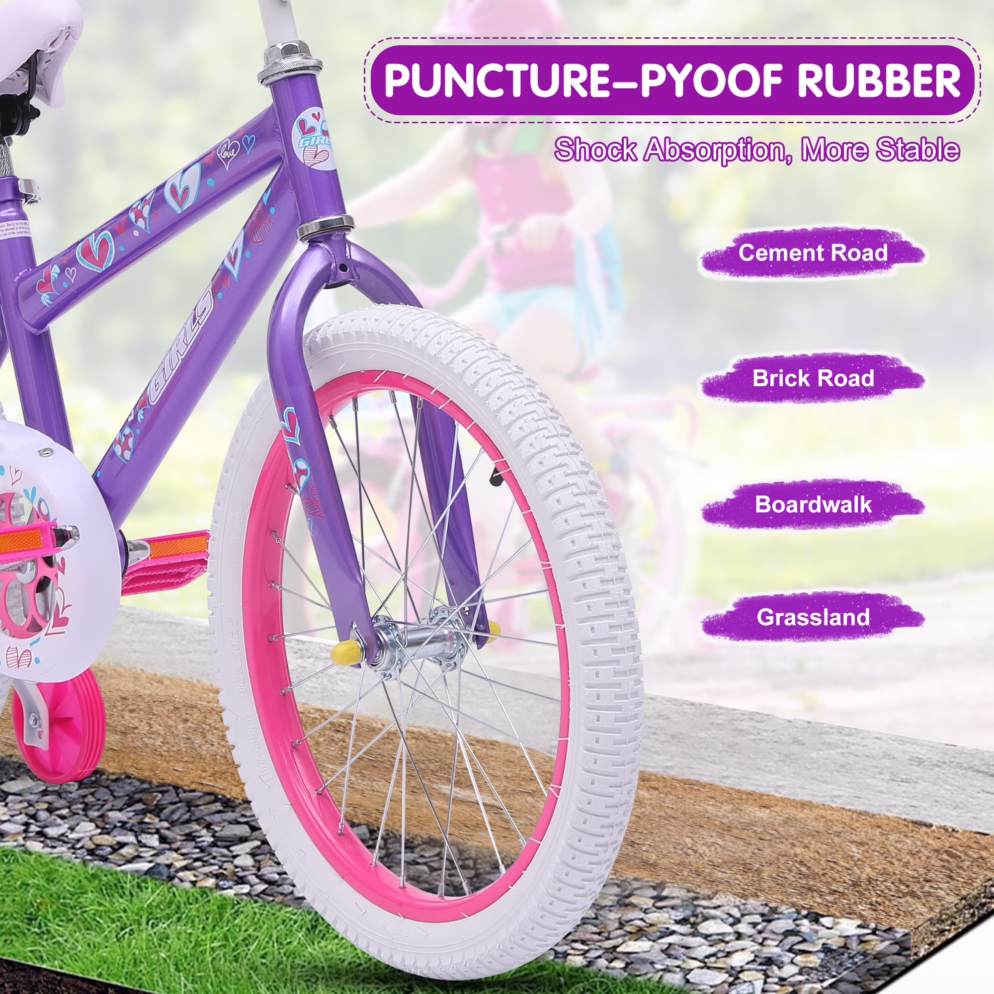 Redsmile 18 in. Kids Bike with Training Wheels, Bicycle for Girls & Boys Ages 3-8 Years, Purple - Image 5