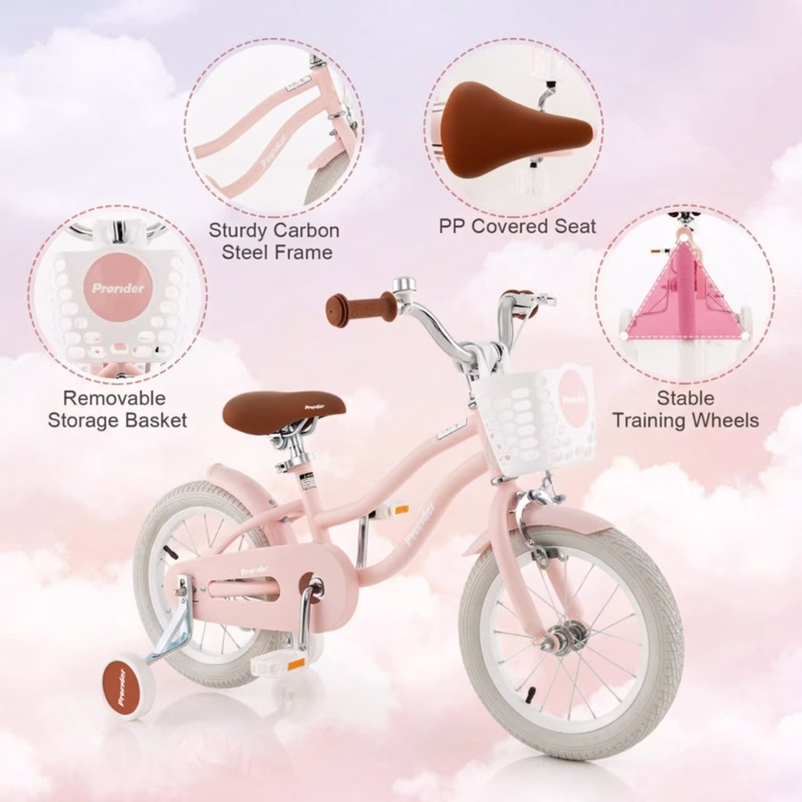 Redsmile Kids Bike 12 Inch with Training Wheels for Boys Girls Ages 3-4 Years, Toddler Bicycle with Adjustable Seat and Carbon Steel Frame, 99 lb Capacity Beginner Bike, Pink - Image 5