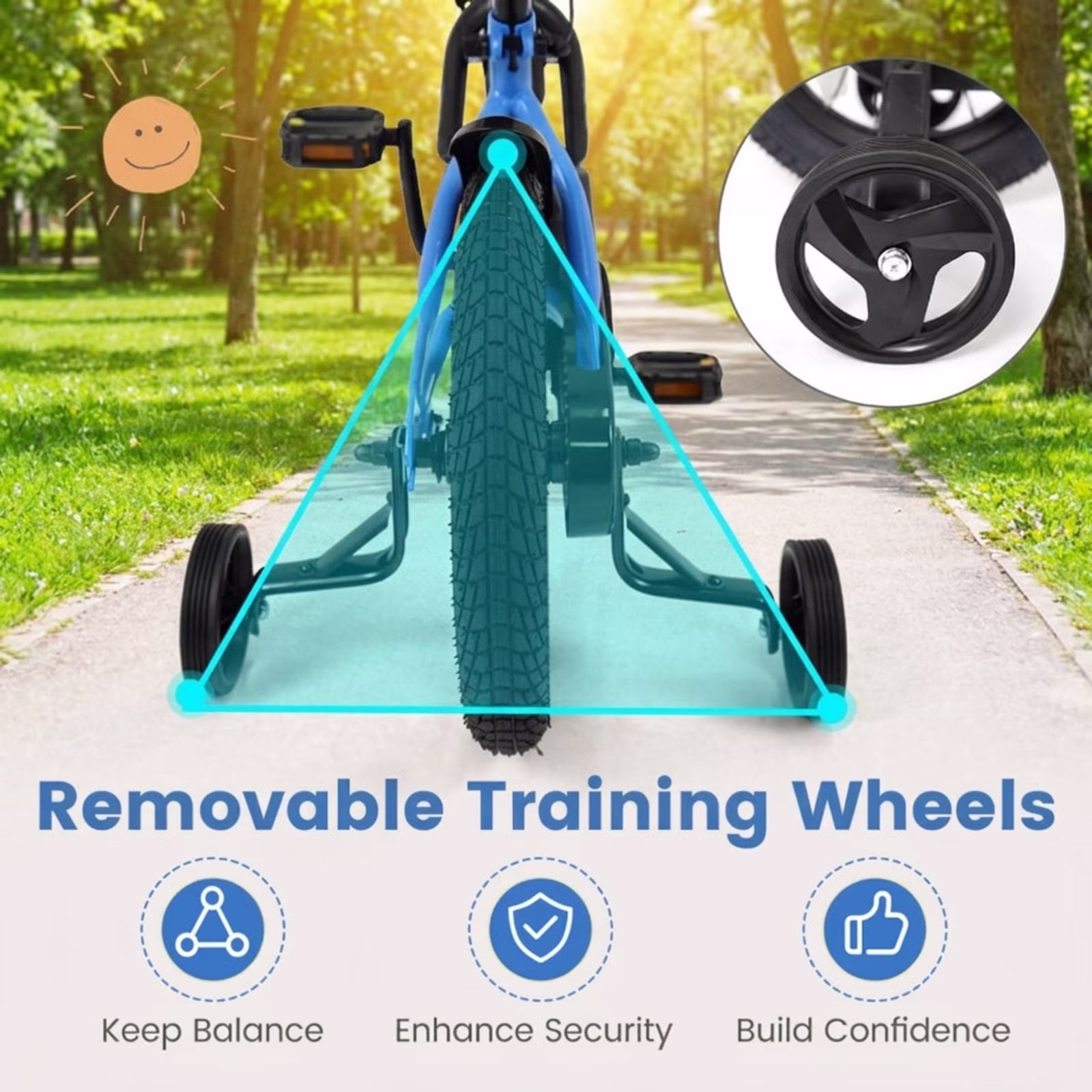 Redsmile Kids Bike 14 Inch with Removable Training Wheels and Adjustable Seat for Boys Girls Ages 3-5 Years, Toddler Bicycle with Coaster Brake, Holds 145 lbs, Beige - Image 3