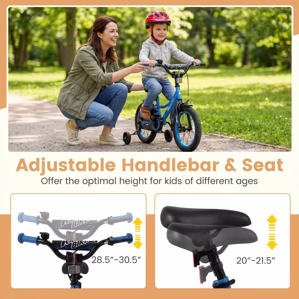 Redsmile Kids Bike 14 Inch with Removable Training Wheels and Adjustable Seat for Boys Girls Ages 3-5 Years, Toddler Bicycle with Coaster Brake, Holds 145 lbs, Beige - Image 2