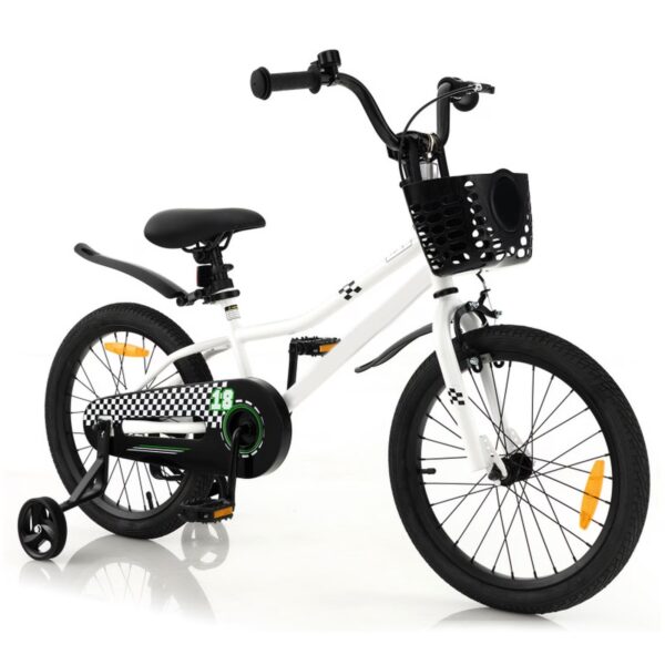 Redsmile Kids Bike 18 Inch with Removable Training Wheels and Adjustable Saddle for Boys Girls Ages 4-8, Youth Bicycle with Handbrake and Carbon Steel Frame, 18 Inch Kids Bike, Blue