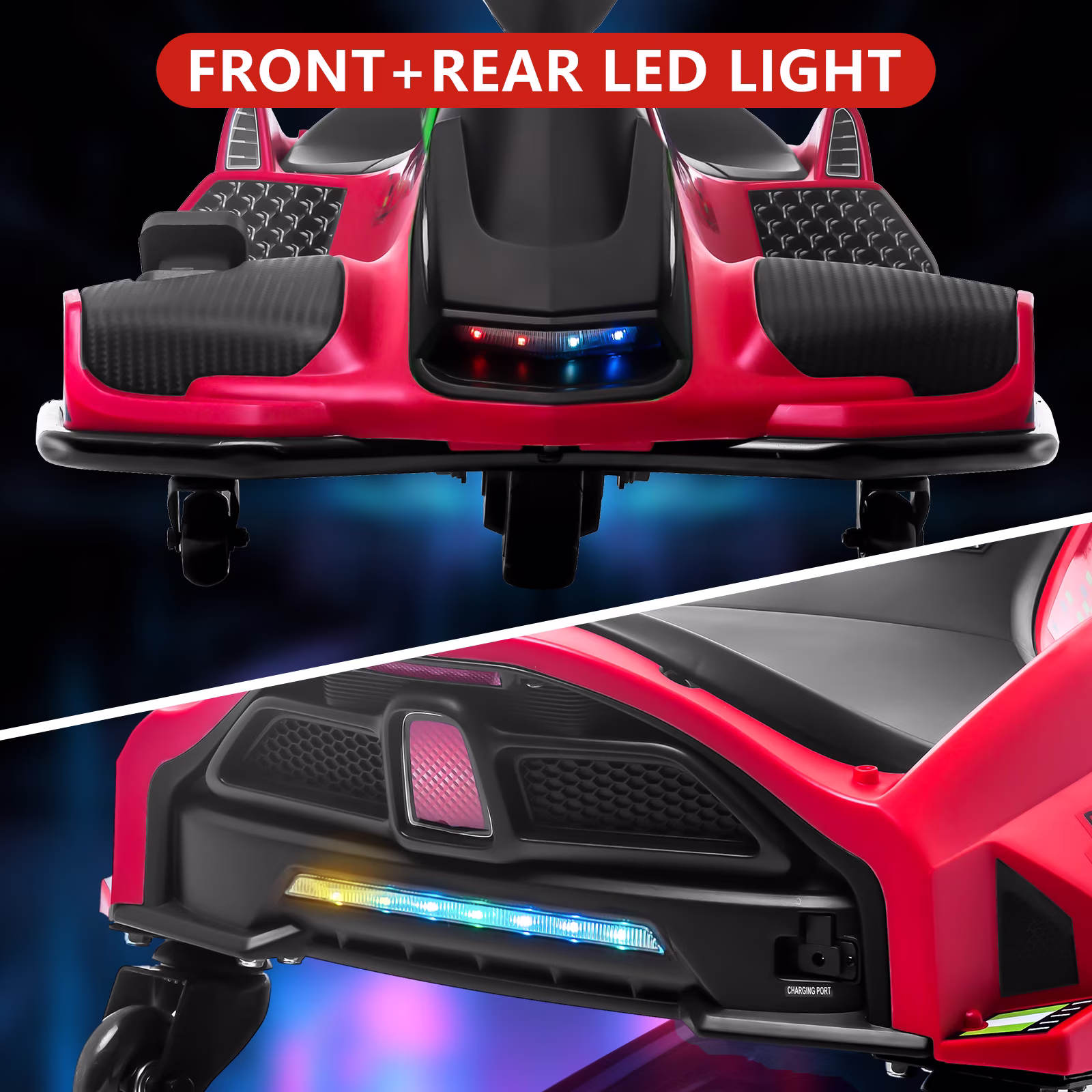 Ride On Drift Kart, Go Kart, Electric Go Kart 24V Drift Kart - 180W Brushless Motor, 7.5 mph Variable Speed, LED Light, Soft Start Battery Powered for Kids 8 - Image 2