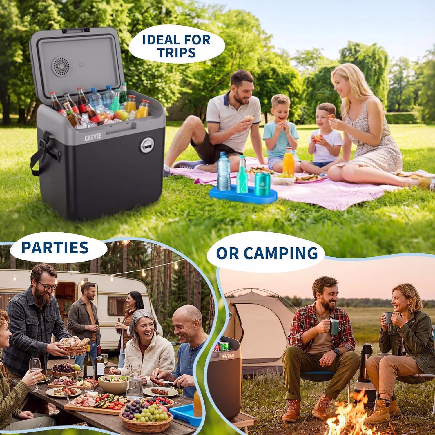 Riedhoff 32 quart Portable Car Refrigerator, Electric Cooler & Warmer with Handle, Black & Gray - Image 5