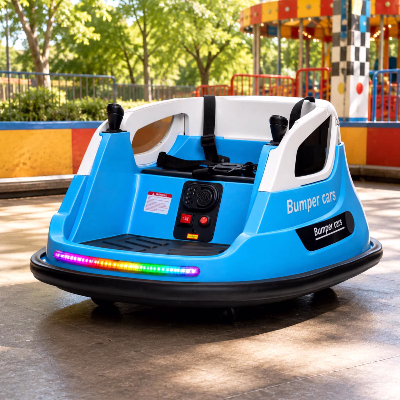 RJV 12V Electric Bumper Car for Kids 360 Spin Ride on Toy with Remote Control LED Lights Blue - Image 4