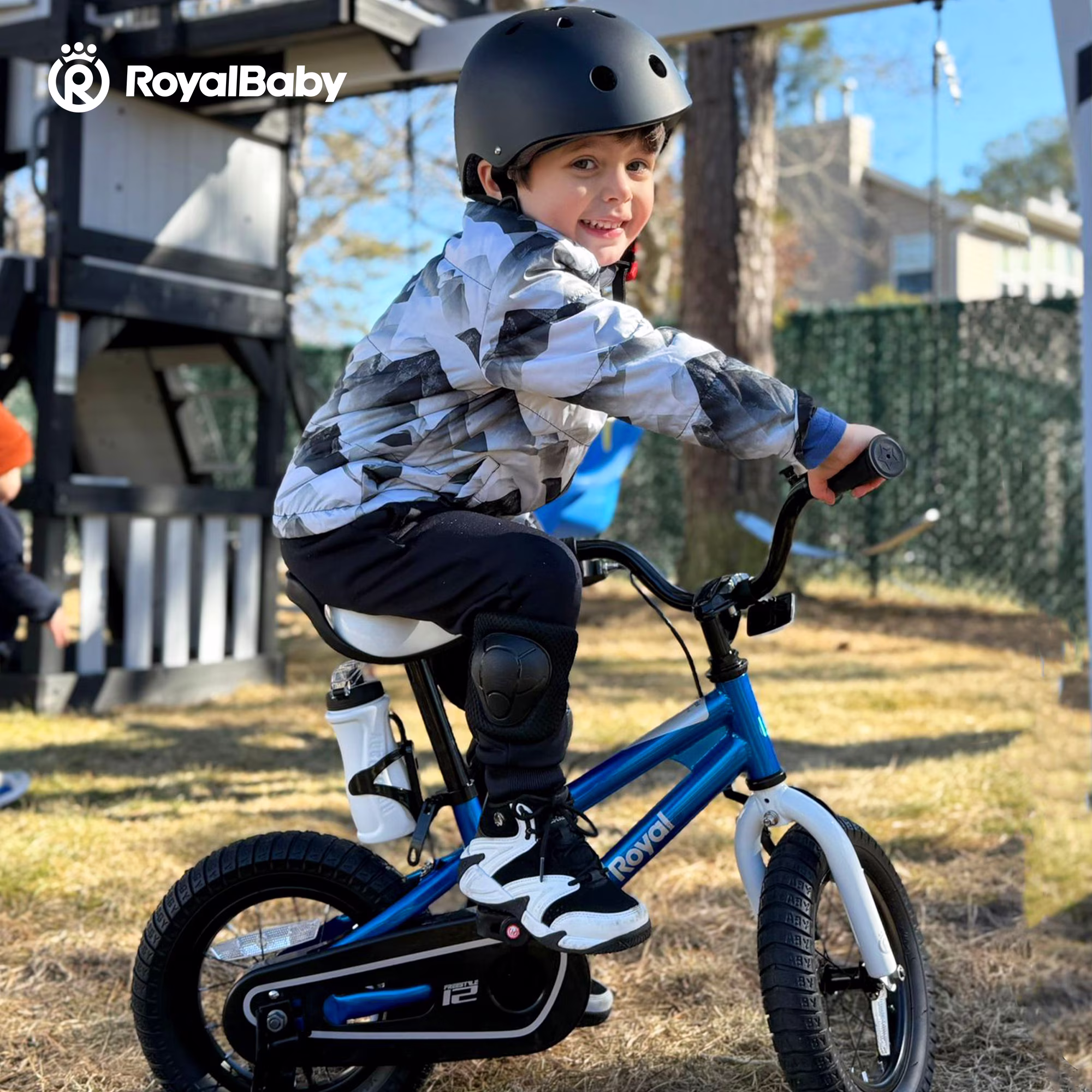 Royalbaby Boys Girls Kids Bike 14 In BMX Freestyle Blue 2 Hand Brakes Bicycles with Training Wheels Child Bicycle - Image 3