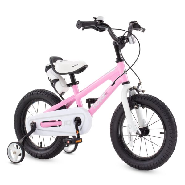 Royalbaby Boys Girls Kids Bike 12 In BMX Freestyle Pink 2 Hand Brakes Bicycles with Training Wheels Child Bicycle